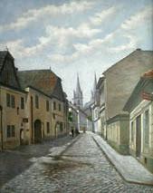 unknow artist A street in Czech town Vysoke Myto with Smekals  bakery Germany oil painting art